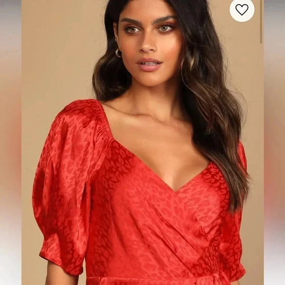 Lulus spectacular sights red leopard print wrap dress - Picture 3 of 13